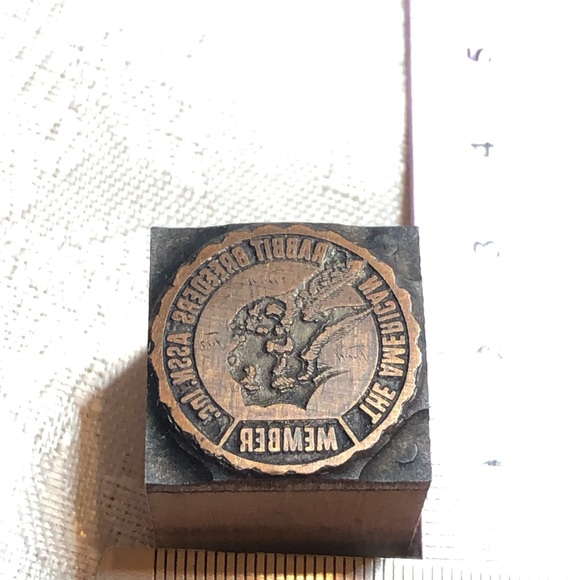 Antique Wooden Print Block Copper The American Rabbit Breeders Assn. Inc. Member - Picture 2 of 4
